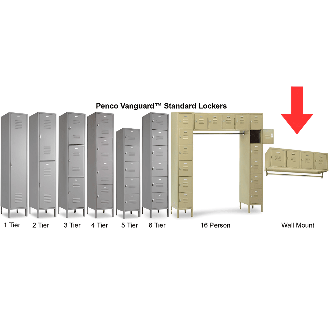 Vanguard Metal Locker — Wall Mount 4-Wide - Your Locker Store
